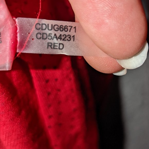 Calvin Klein red sequin scoop neck split bell sleeve red belted dress - Picture 16 of 16